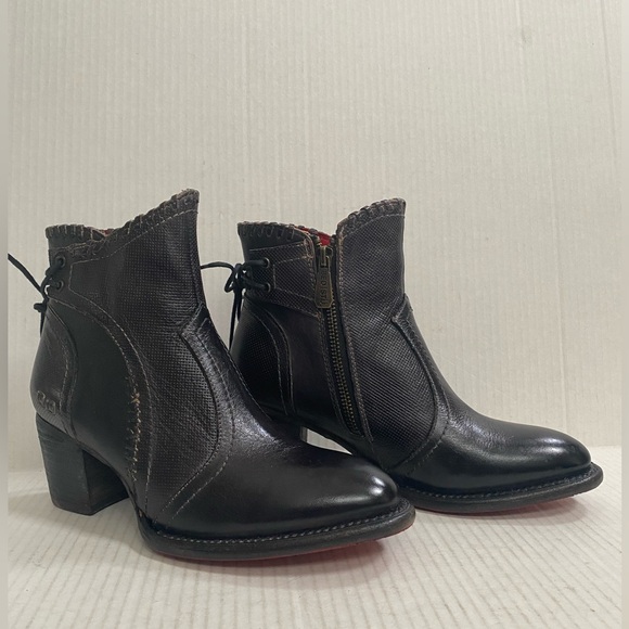 NWOB Bed Stu Women's Bia Black Rustic Leather Short Ankle Boots Size 7 - Picture 4 of 8